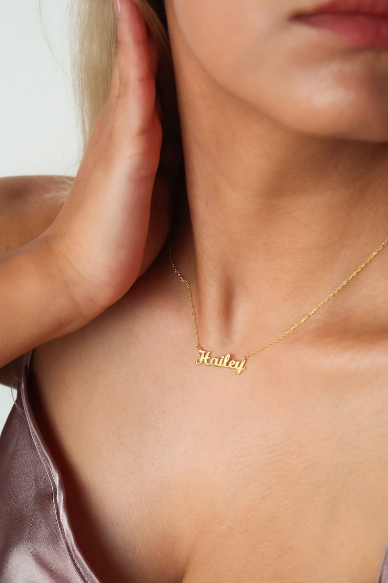14K SOLID GOLD Name Necklace,Personalized Name Necklace,Minimalist Name Necklace,Dainty Necklace,Gift For Her,Christmas Gifts,LVK24 image 6