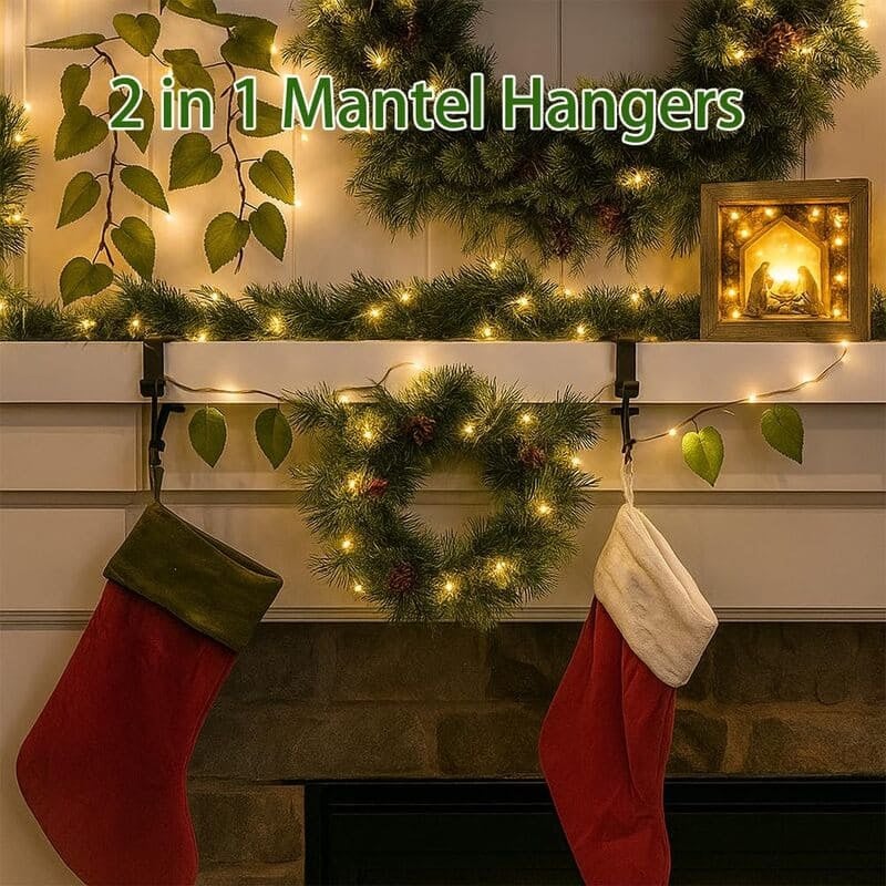 2 In 1 Adjustable Christmas Garland and Stocking Hanger 2_in_1__itoolmax