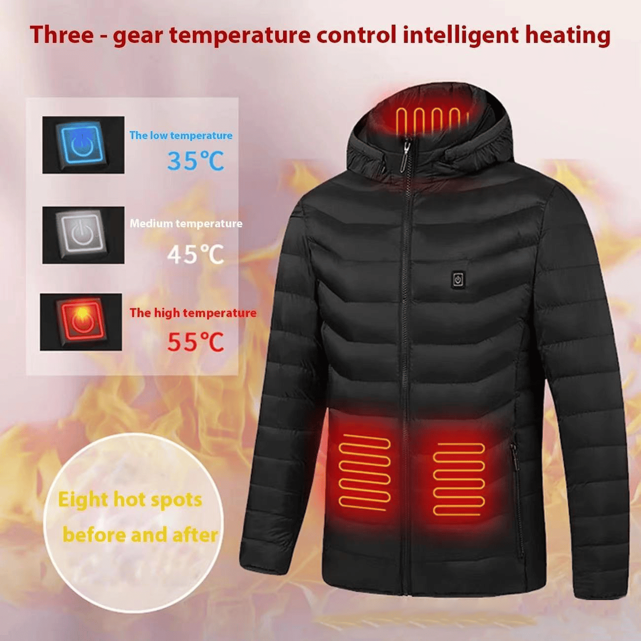 Unisex Heated Down Jacket - W i z z g o o . c o m