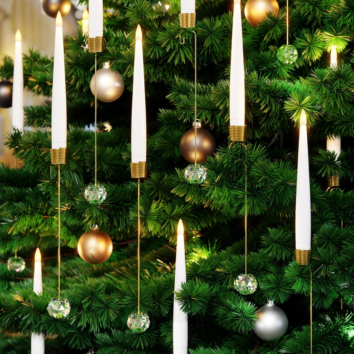 🔥 LED-Christbaumkerzen mit klaren Kristallkugel-Haken