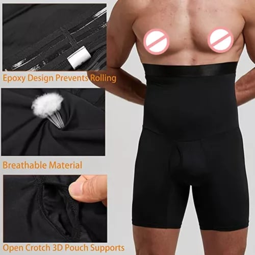 ❀ Men Compression High Waist Boxer Shorts Tummy Slim Body Shaper Girdle Pants  ⊱ - Picture 5 of 16