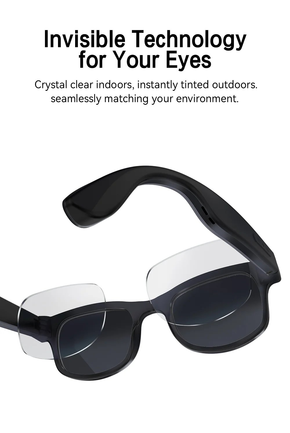 G2 8MP AI Smart Photo Glasses Anti-Shake First-Person View Glasses with Translation Video Recording Interchangeable Lens - Black 4
