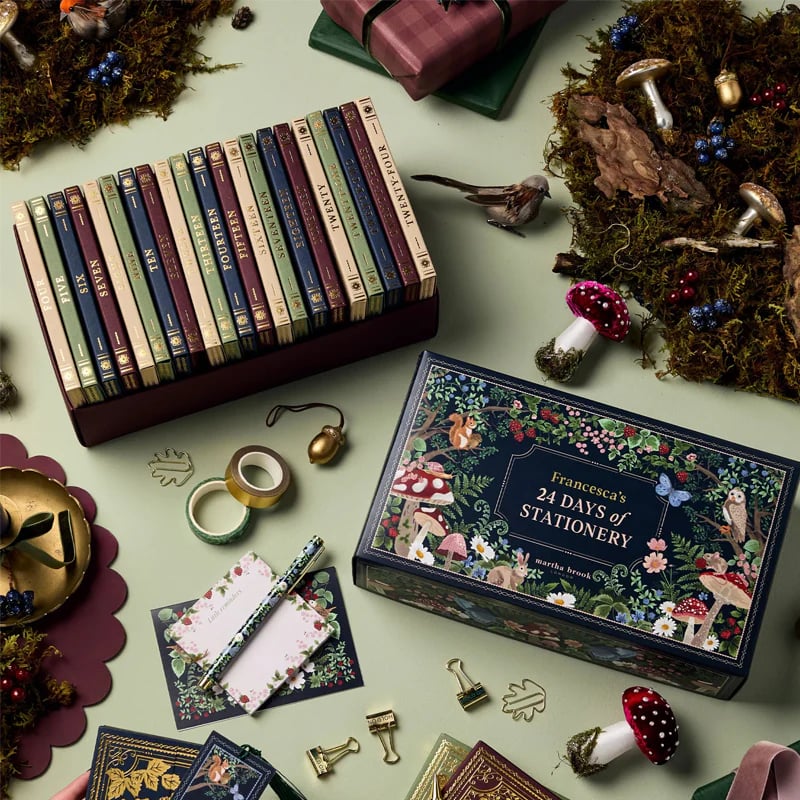 Eco-friendly stationery advent calendar packaging
