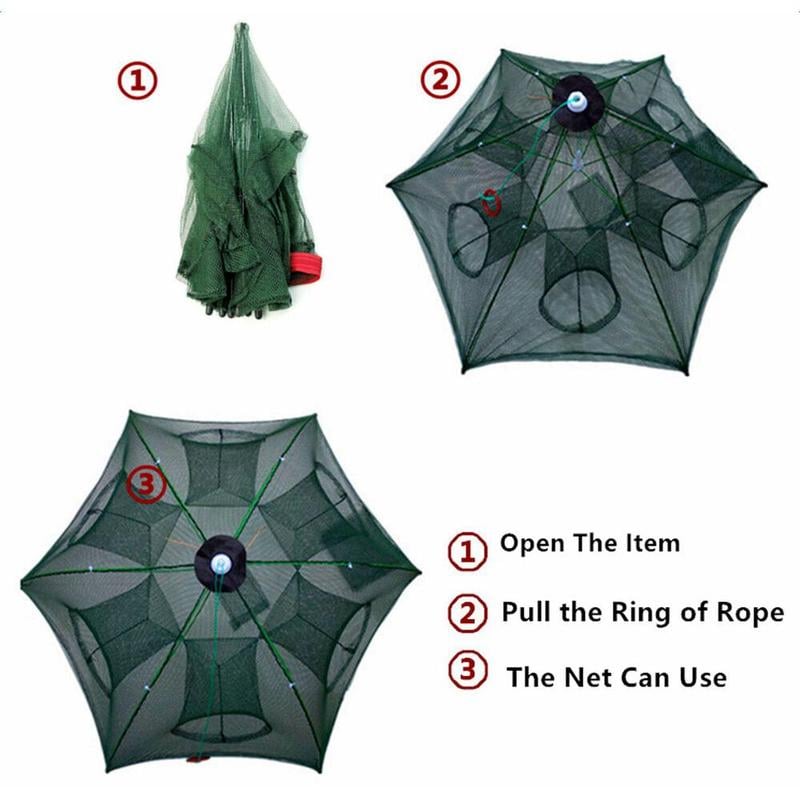 Fishing Bait Trap Crab Net Crawdad Shrimp Cast Dip Cage Fish Minnow Foldable NEW 7