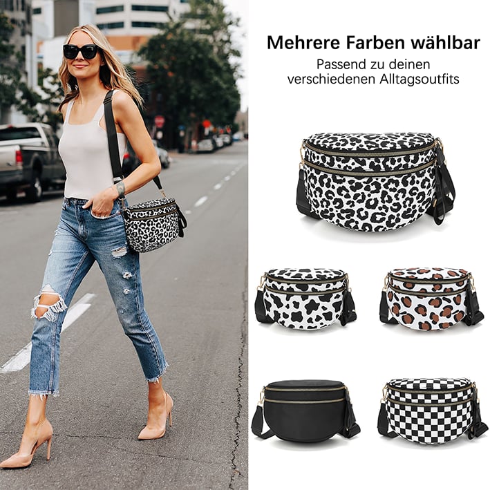 📢Letzter Tag: 49% Rabatt🔥Schwarz-weiß karierte Gürteltasche aus Nylon