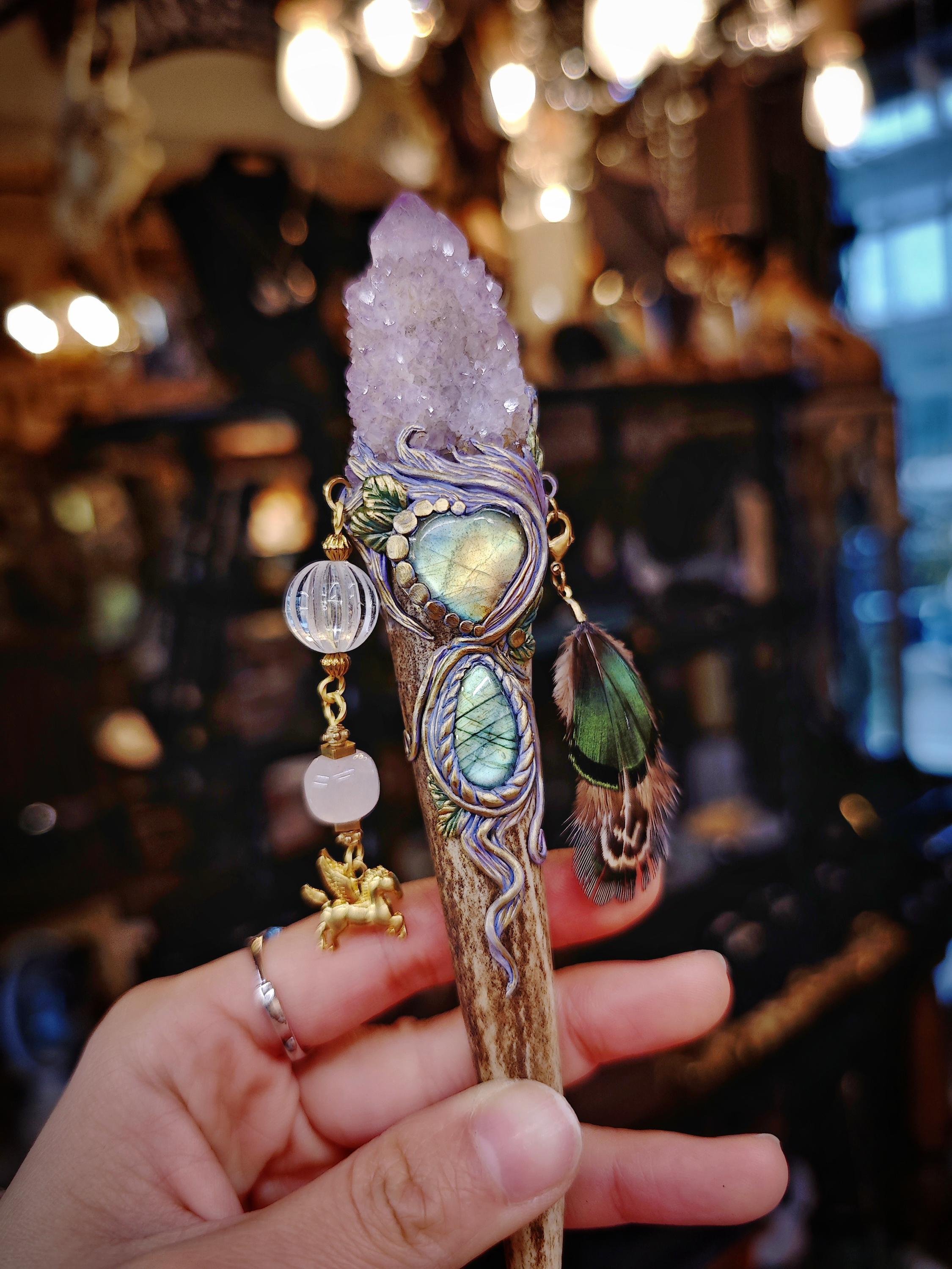 🔮 Crystal Wand – Spirit Quartz (One of a Kind) ✨ Rituals, and Decor, Crystal Healing Wand, Spelling Wand Witch Tool