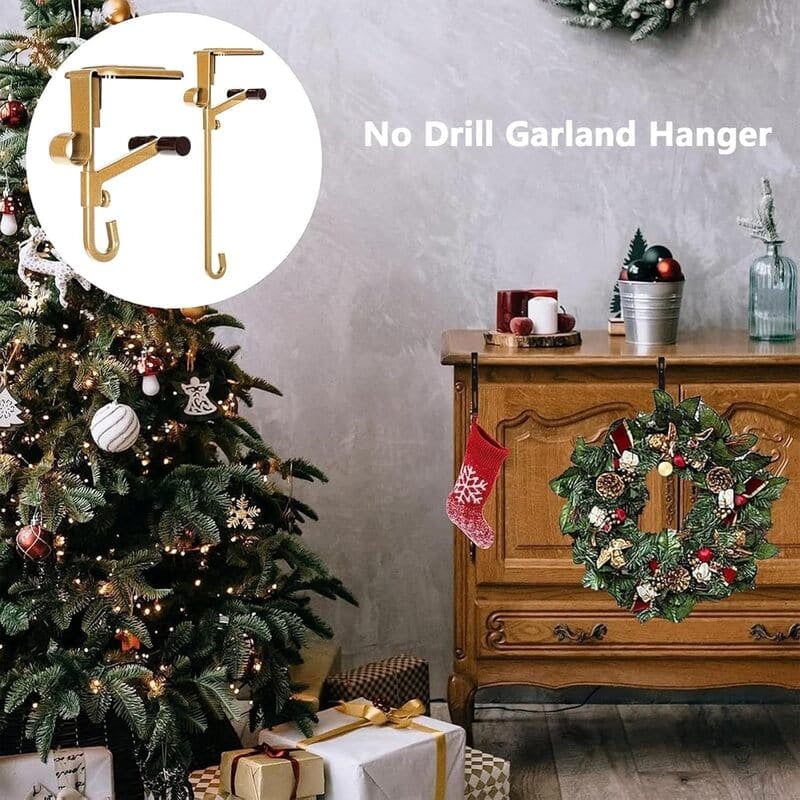 2 In 1 Adjustable Christmas Garland and Stocking Hanger no drill_itoolmax