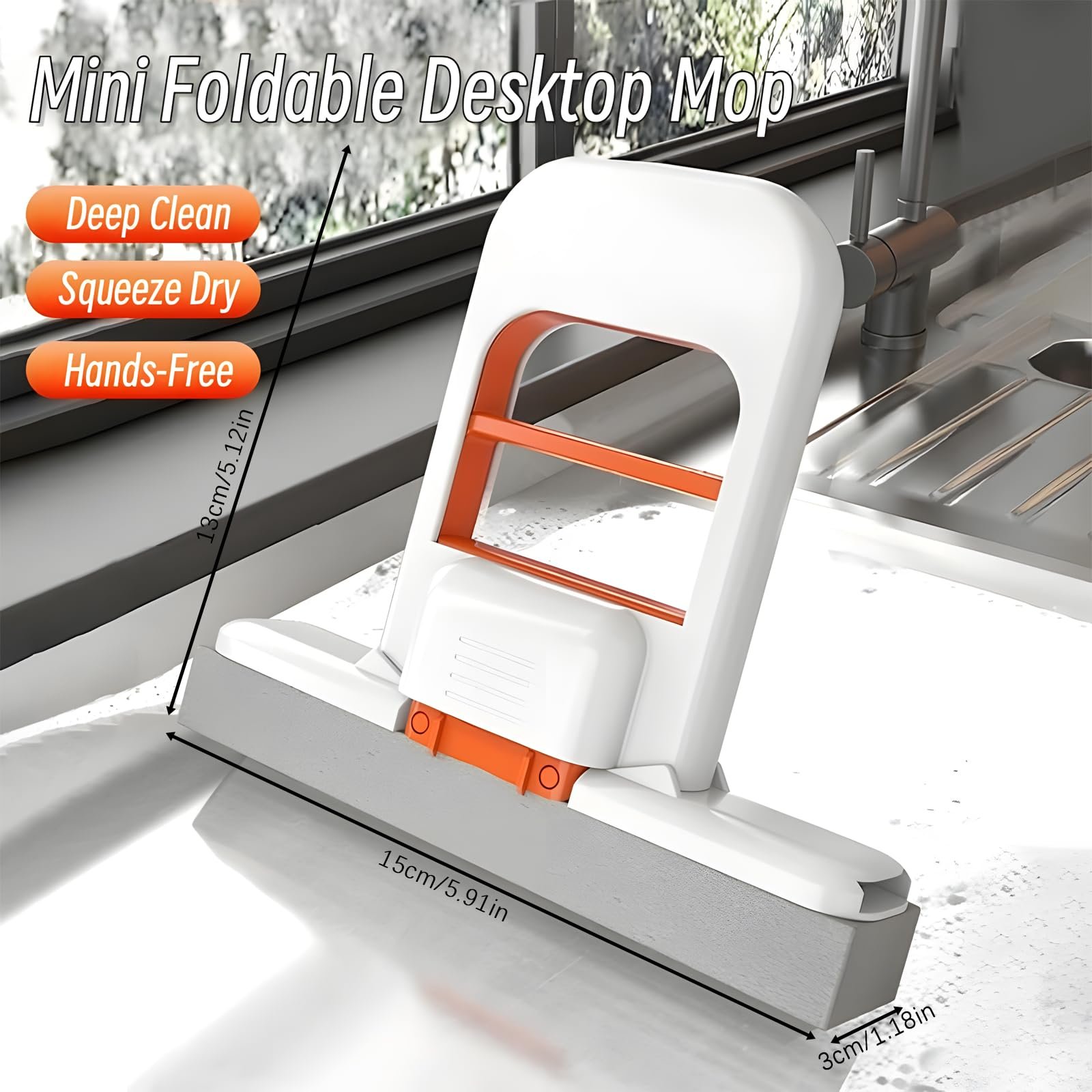 🔥Summer Hot Sales 49% Off🔥2025 New Mini Foldable Desktop Mop - Hand-Free Wringing
