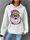 Women's Shiny Santa Claus Printed Casual Checkered Sweatshirt